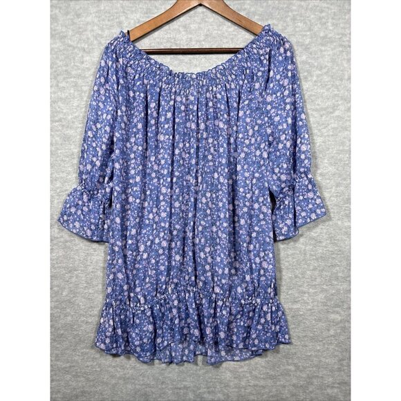 Free People  Shirt Sz M Floral Embroidered Cottage Peasant‎ Boho Floral - Picture 7 of 7